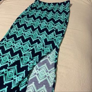 Blue printed maxi skirt